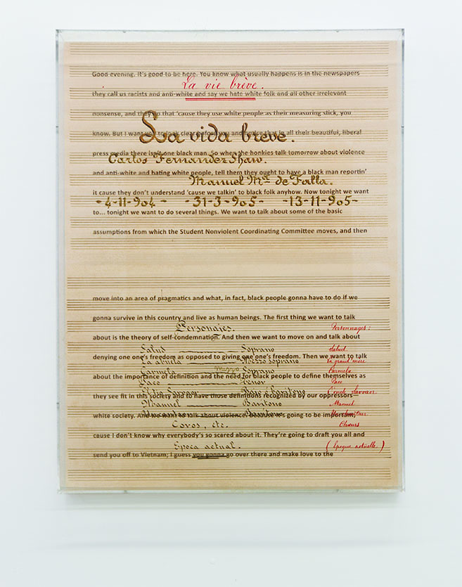 Charles Gaines, Prototype for Librettos: Manuel de Falla / Stokely Carmichael, Set 1, 2014.