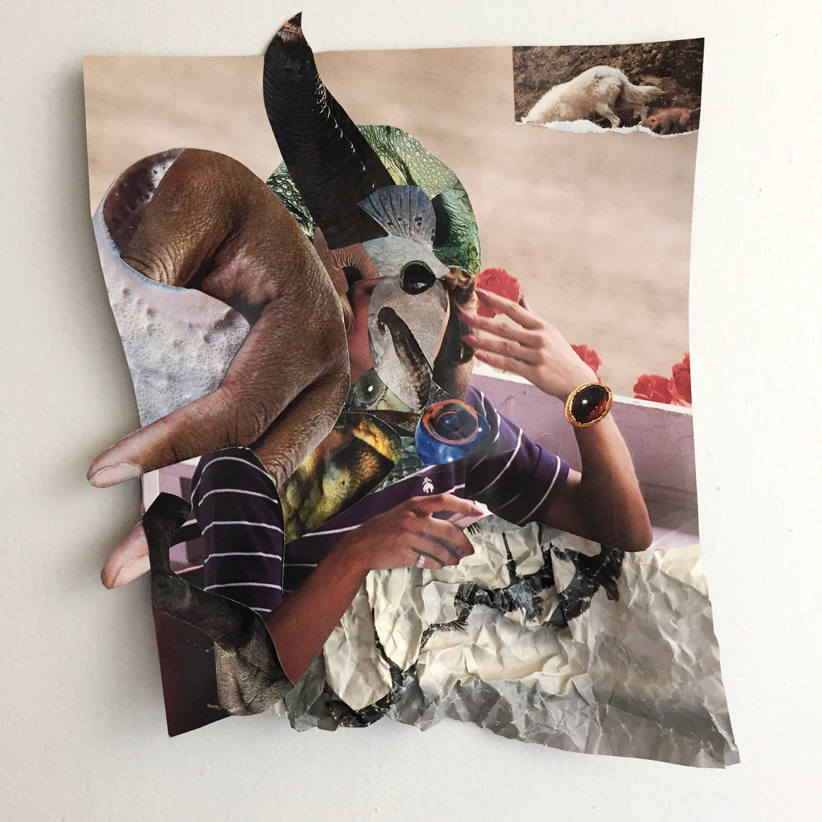 Suné Woods, Mutter, 2016. 9 x 12 pulgadas. Collage de técnica mixta.