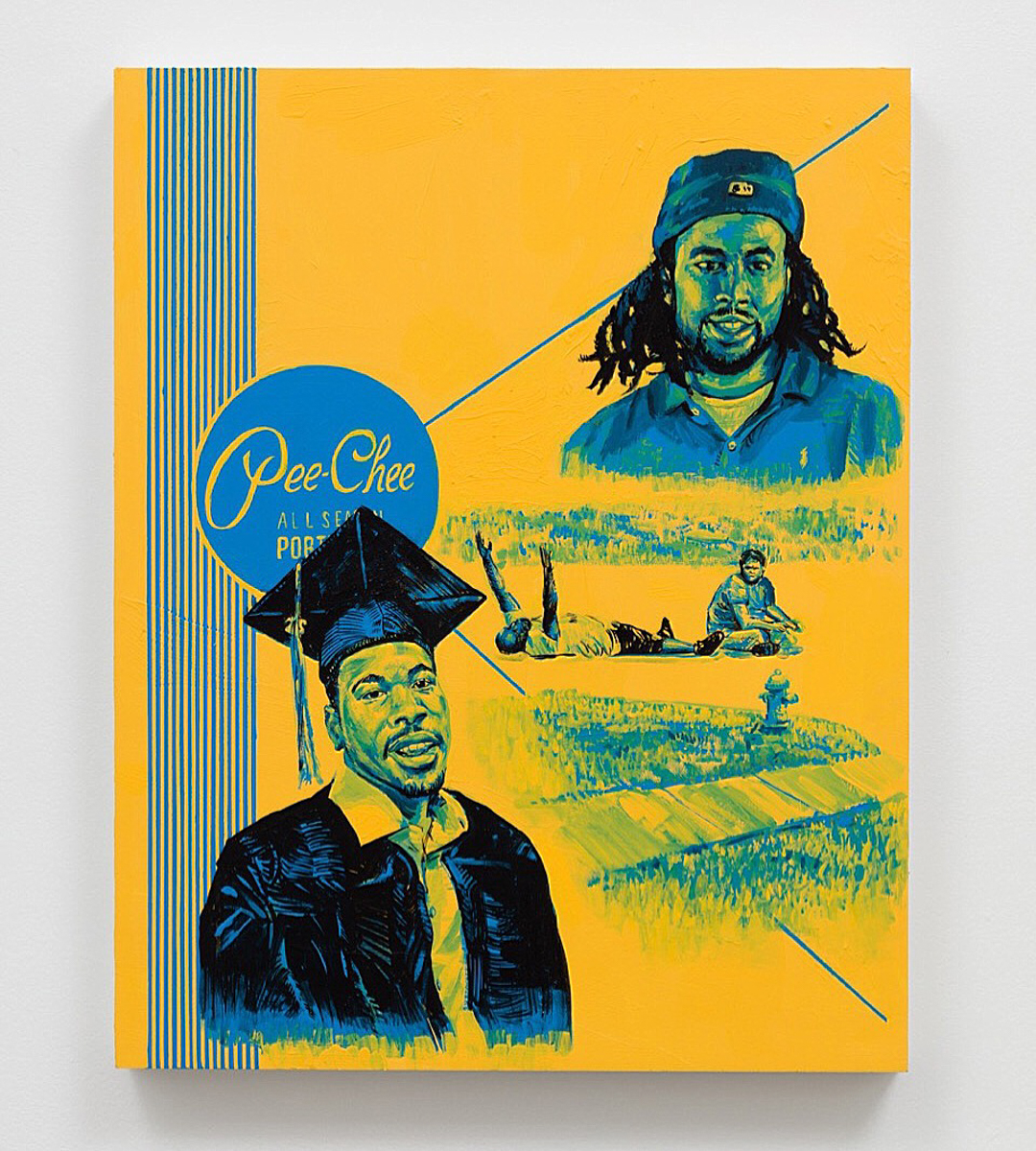 Patrick Martinez、Summer 16 Po-lice Misconduct Misprint、2016年。パネルにアクリル絵の具。 30×23インチ。アーティストとチャーリージェームスギャラリー、ロサンゼルスの礼儀。マイケルアンダーウッドによる写真。